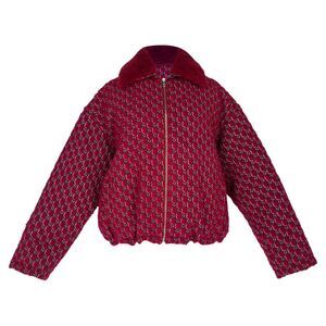 Gucci GG Shadow Tweed Bomber Jacket in Red Wool